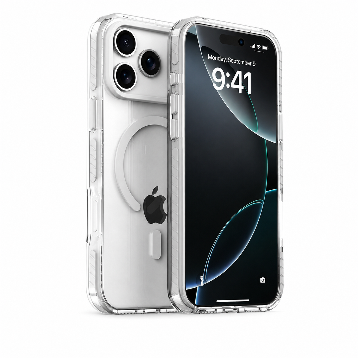 Premium iPhone Case MagSafe Clear Protective Cover Magnetic Wireless Charging Shockproof Anti Scratch Slim Transparent PC PE Striped Border Design Pro
