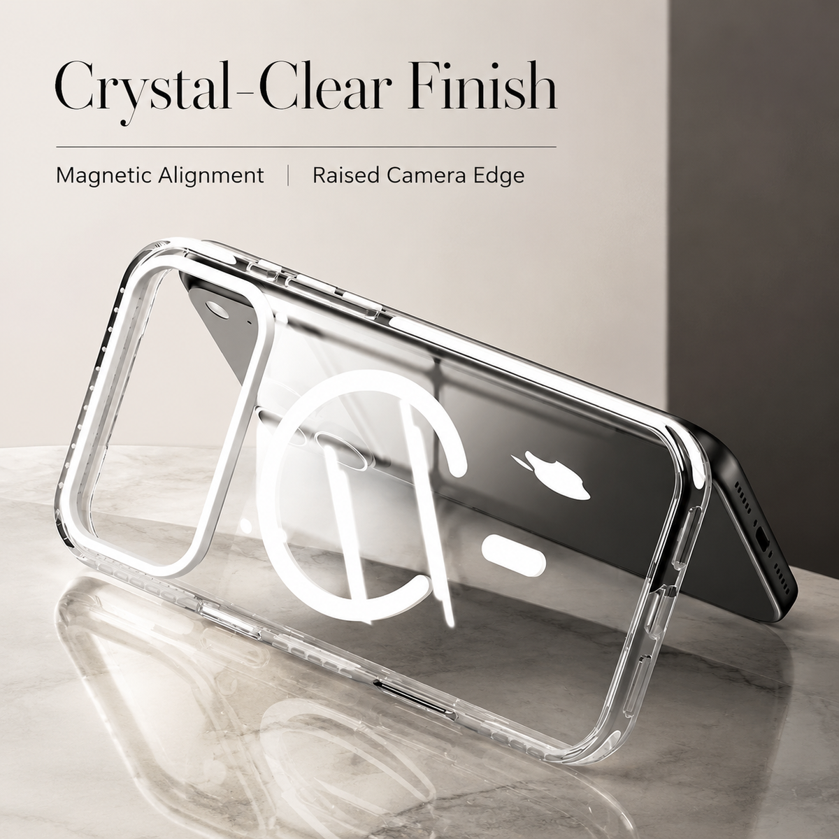 Premium iPhone Case MagSafe Clear Protective Cover Magnetic Wireless Charging Shockproof Anti Scratch Slim Transparent PC PE Striped Border Design Pro