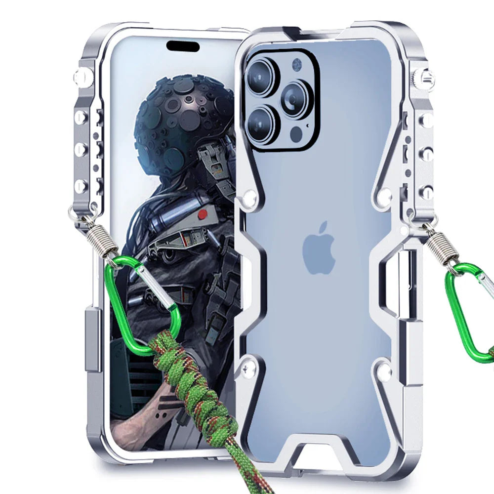 Premium iPhone Case MagSafe Compatible Aluminum Armor Frame Shockproof Protective Cover Heavy Duty Metal Bumper Camera Lens Protection Rugged Slim Fit