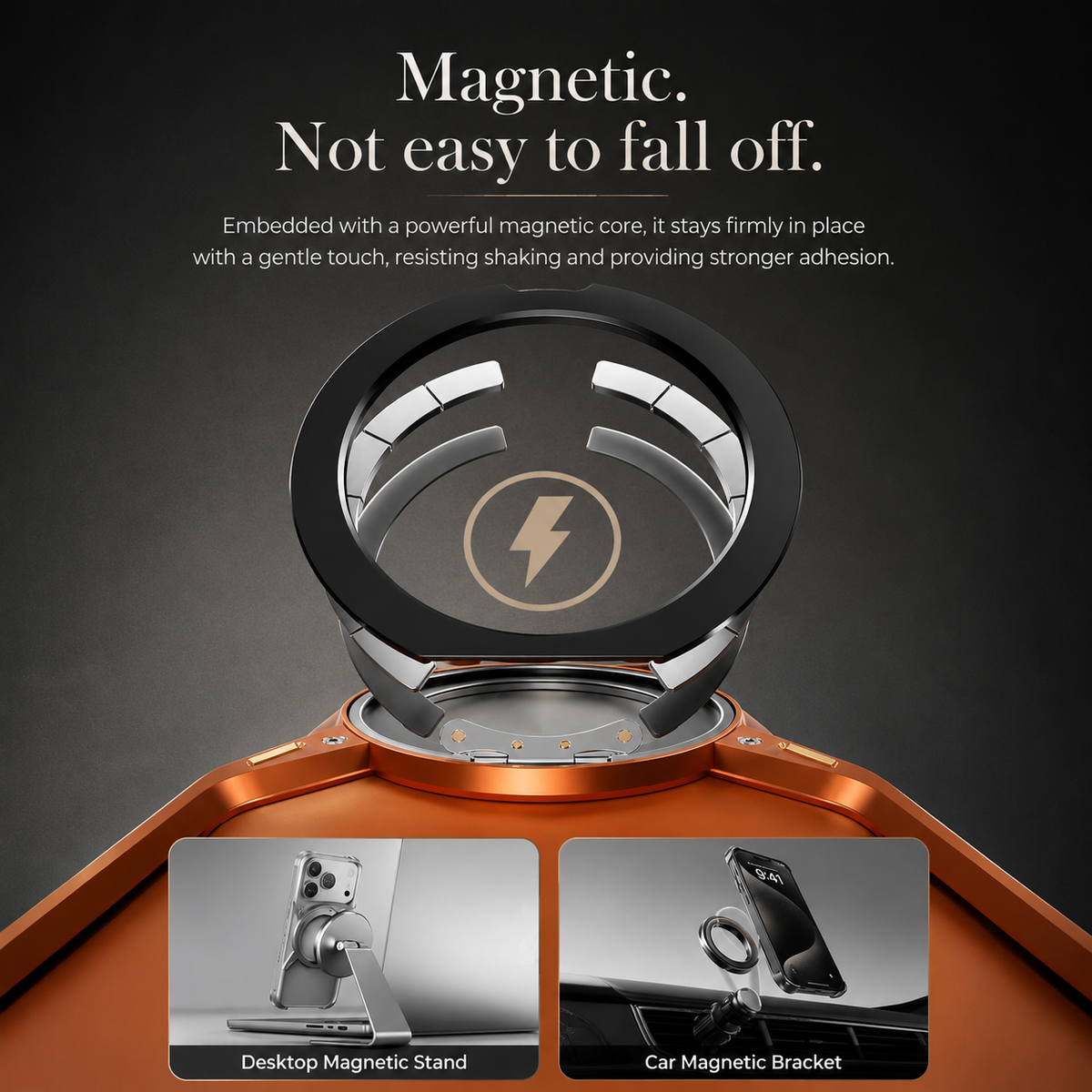 Premium iPhone Case MagSafe Compatible Aluminum Bumper 360° Rotating Ring Stand Shockproof Edge Protection Camera Lens Guard Slim Protective Cover Fit