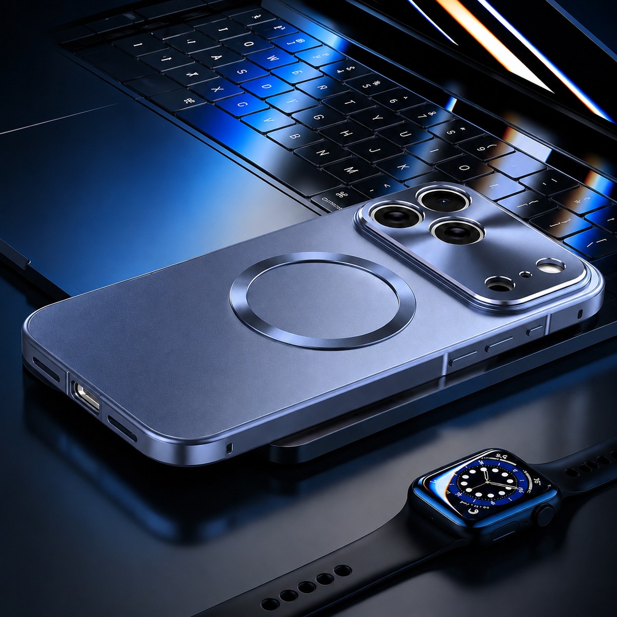 Premium iPhone Case MagSafe Compatible Aluminum Frame Frosted Matte Back Shockproof Camera Protection Ultra Thin Anti Fingerprint Slim Full Protection