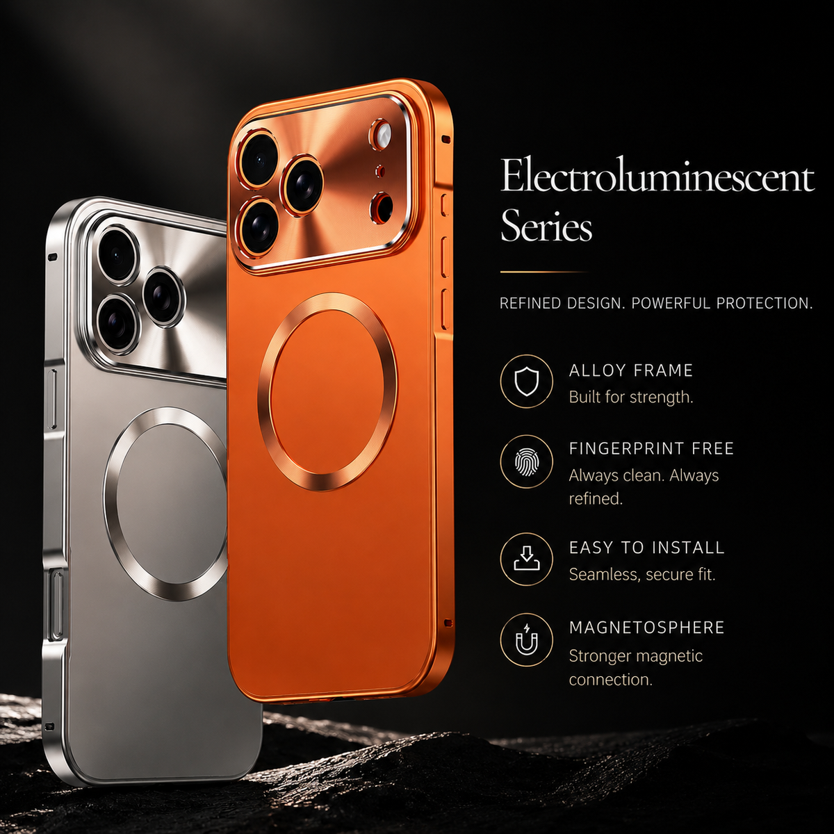 Premium iPhone Case MagSafe Compatible Aluminum Frame Frosted Matte Back Shockproof Camera Protection Ultra Thin Anti Fingerprint Slim Full Protection