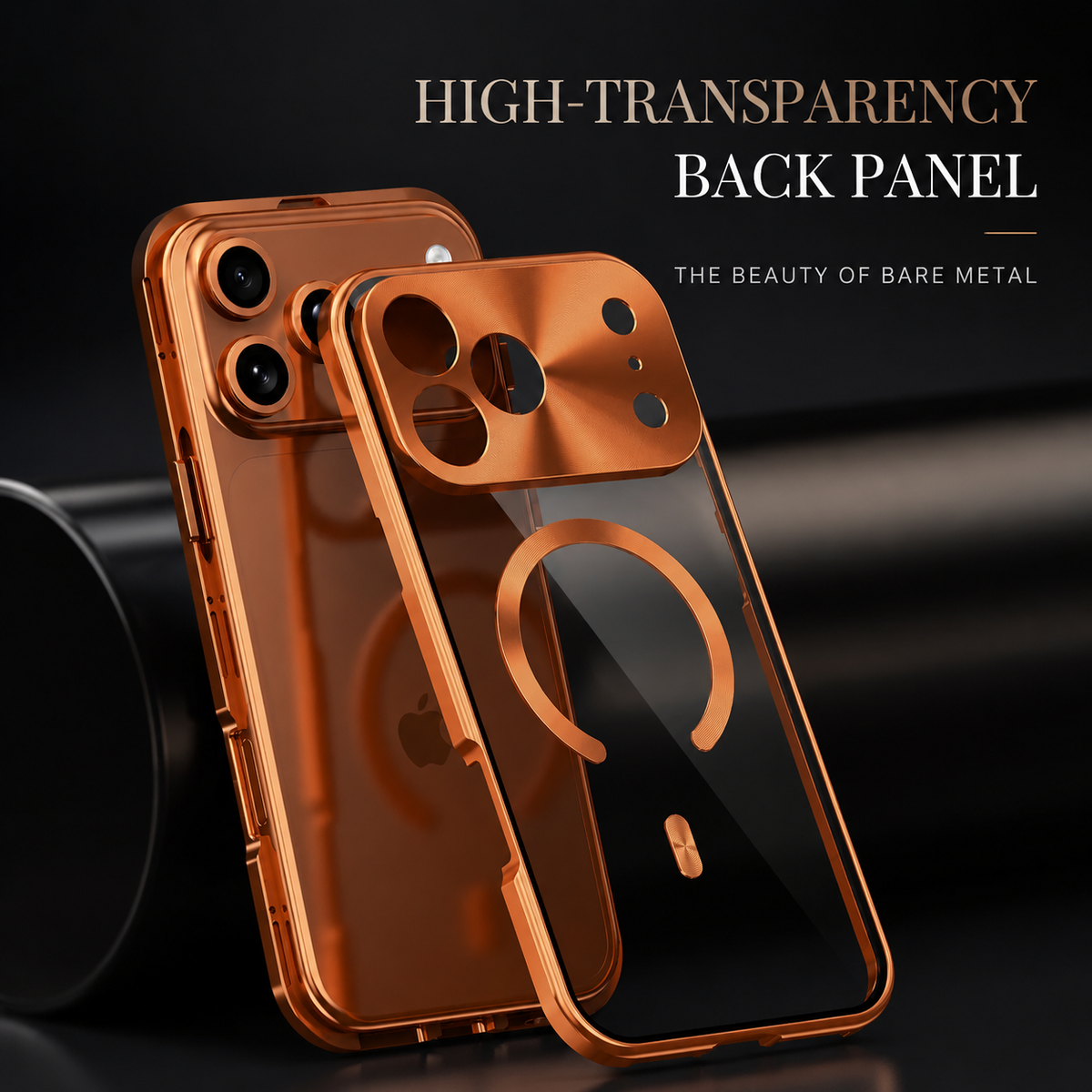 Premium iPhone Case MagSafe Compatible Aluminum Frame Privacy Screen Clear Back Shockproof Protective Cover Camera Lens Guard Anti Scratch Slim Design