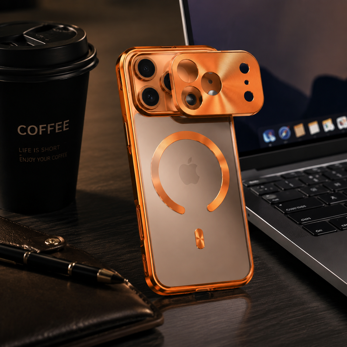 Premium iPhone Case MagSafe Compatible Aluminum Frame Privacy Screen Clear Back Shockproof Protective Cover Camera Lens Guard Anti Scratch Slim Design