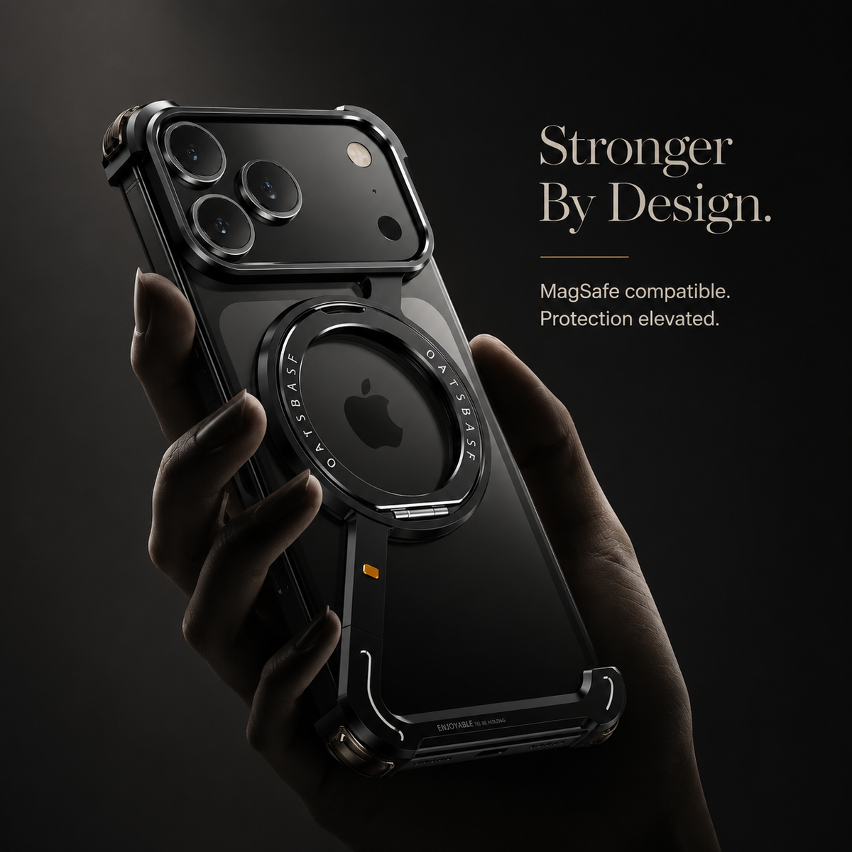 Premium iPhone Case MagSafe Compatible Aluminum Magnetic Frameless Shockproof Cover 360 Rotating Stand Ring Camera Lens Protection Slim Lightweight Design