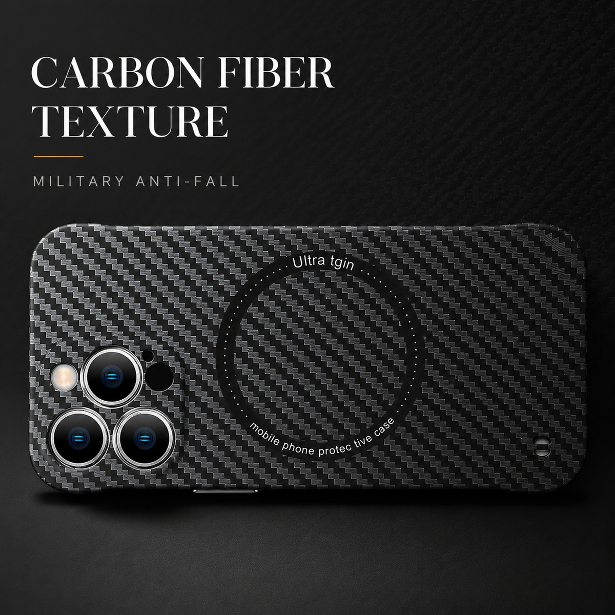 Premium iPhone Case MagSafe Compatible Carbon Fiber Magnetic Shockproof Protective Cover Camera Lens Protection Slim Lightweight Matte Texture Profile