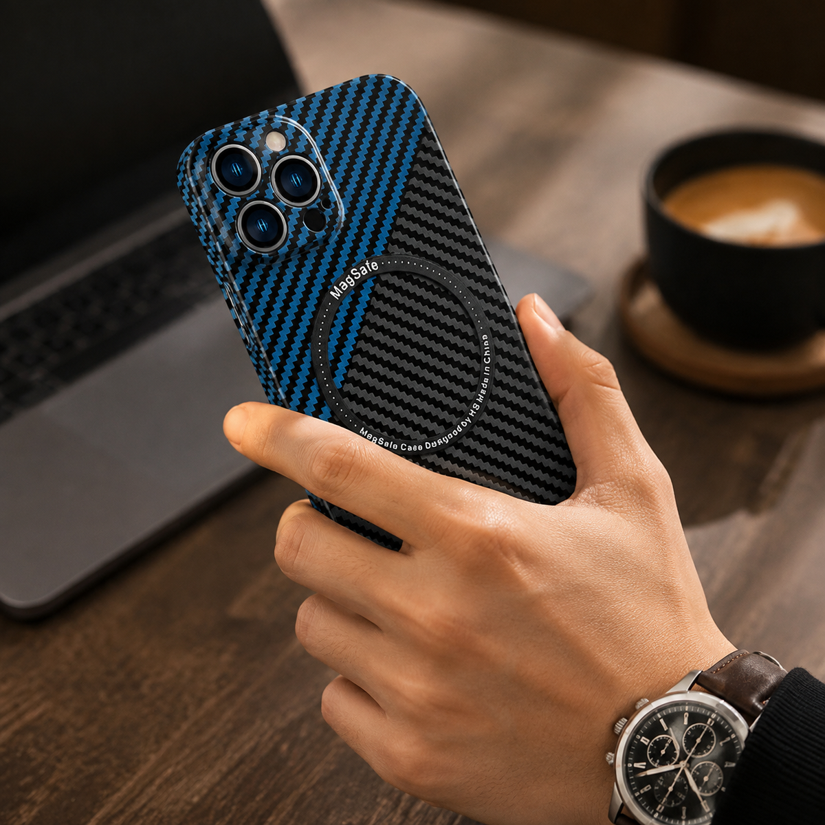 Premium iPhone Case MagSafe Compatible Carbon Fiber Magnetic Shockproof Protective Cover Camera Lens Protection Slim Lightweight Matte Texture Profile