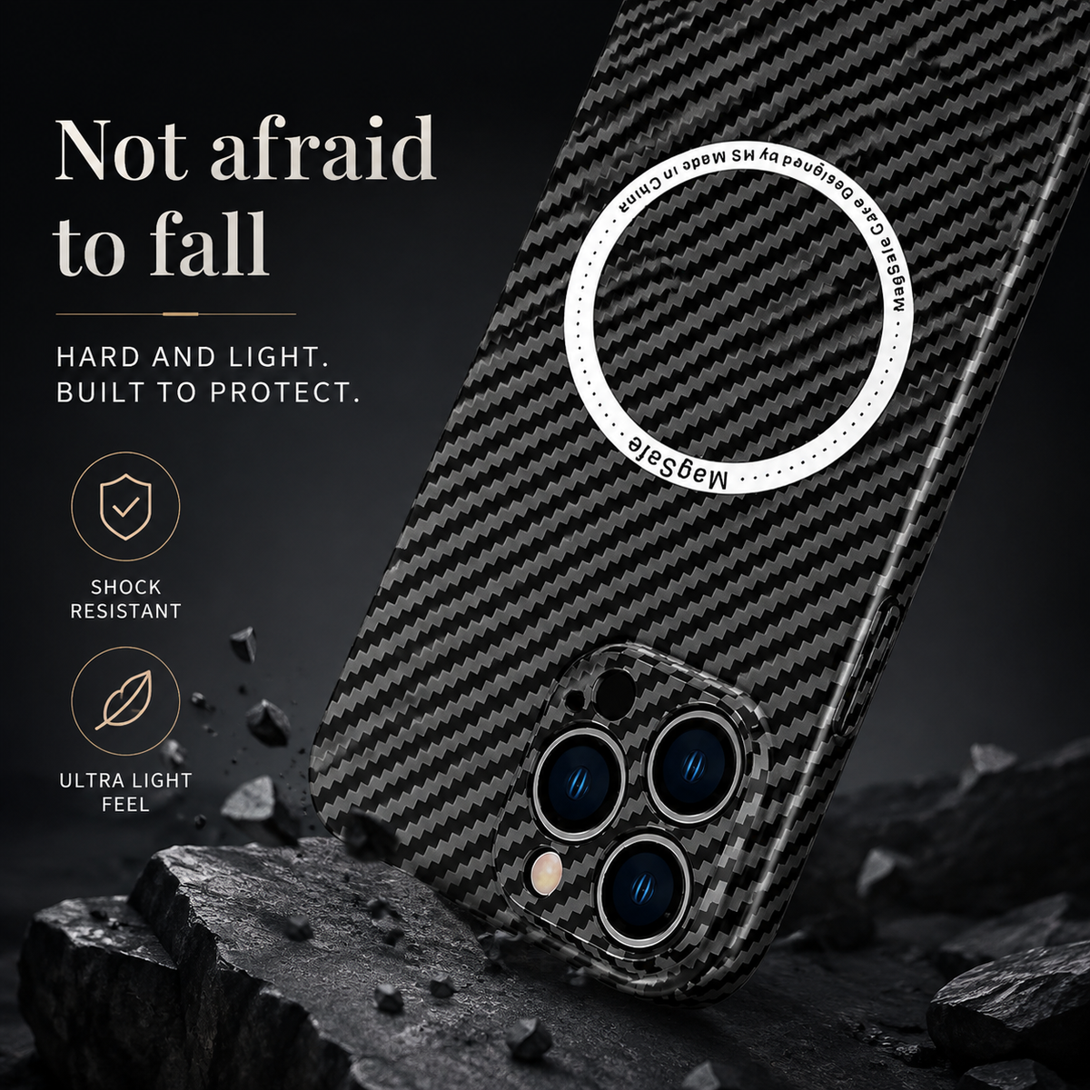 Premium iPhone Case MagSafe Compatible Carbon Fiber Magnetic Shockproof Protective Cover Camera Lens Protection Slim Lightweight Matte Texture Profile