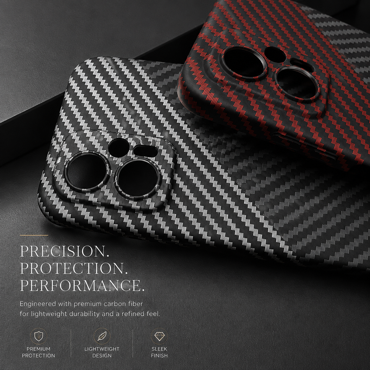 Premium iPhone Case MagSafe Compatible Carbon Fiber Texture Matte Shockproof Hard PC Cover with Camera Lens Protection Ultra-Thin Slim Protective Design