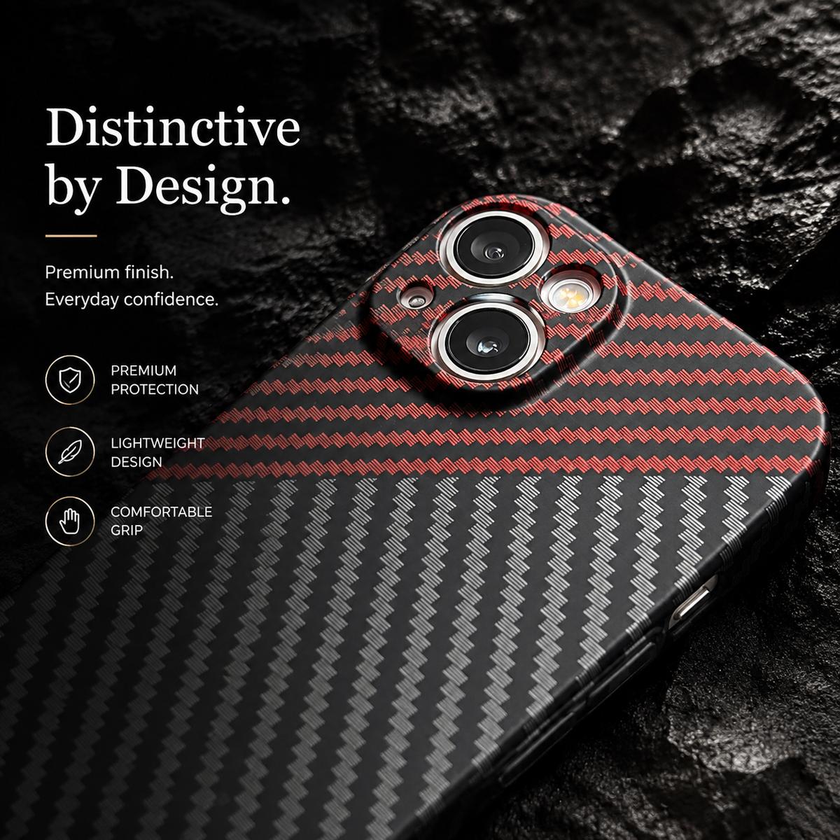 Premium iPhone Case MagSafe Compatible Carbon Fiber Texture Matte Shockproof Hard PC Cover with Camera Lens Protection Ultra-Thin Slim Protective Design