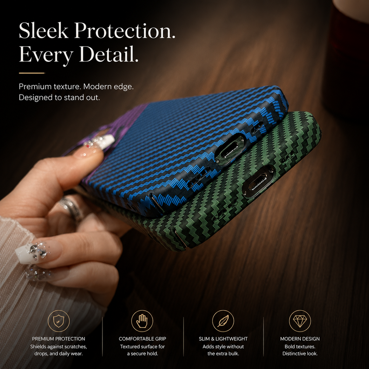 Premium iPhone Case MagSafe Compatible Carbon Fiber Texture Matte Shockproof Hard PC Cover with Camera Lens Protection Ultra-Thin Slim Protective Design
