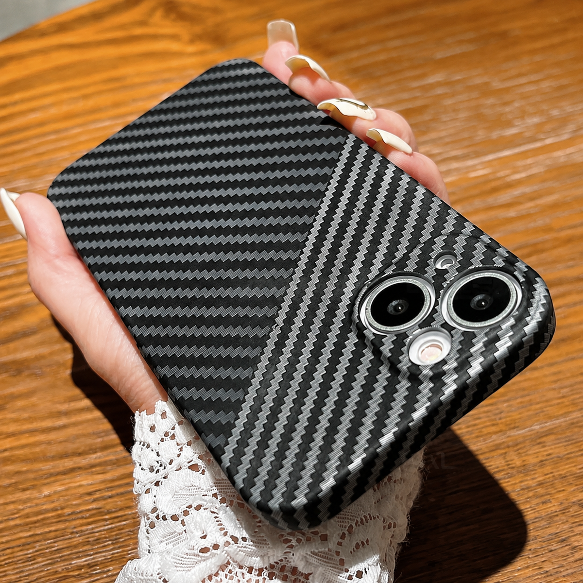 Premium iPhone Case MagSafe Compatible Carbon Fiber Texture Matte Shockproof Hard PC Cover with Camera Lens Protection Ultra-Thin Slim Protective Design