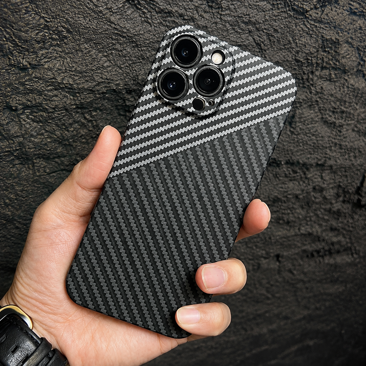 Premium iPhone Case MagSafe Compatible Carbon Fiber Texture Matte Shockproof Hard PC Cover with Camera Lens Protection Ultra-Thin Slim Protective Design