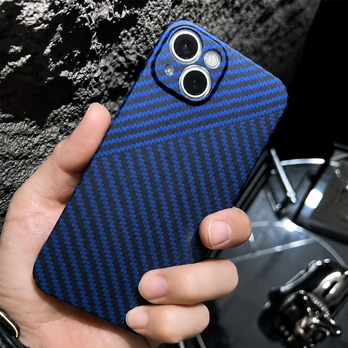 Premium iPhone Case MagSafe Compatible Carbon Fiber Texture Matte Shockproof Hard PC Cover with Camera Lens Protection Ultra-Thin Slim Protective Design