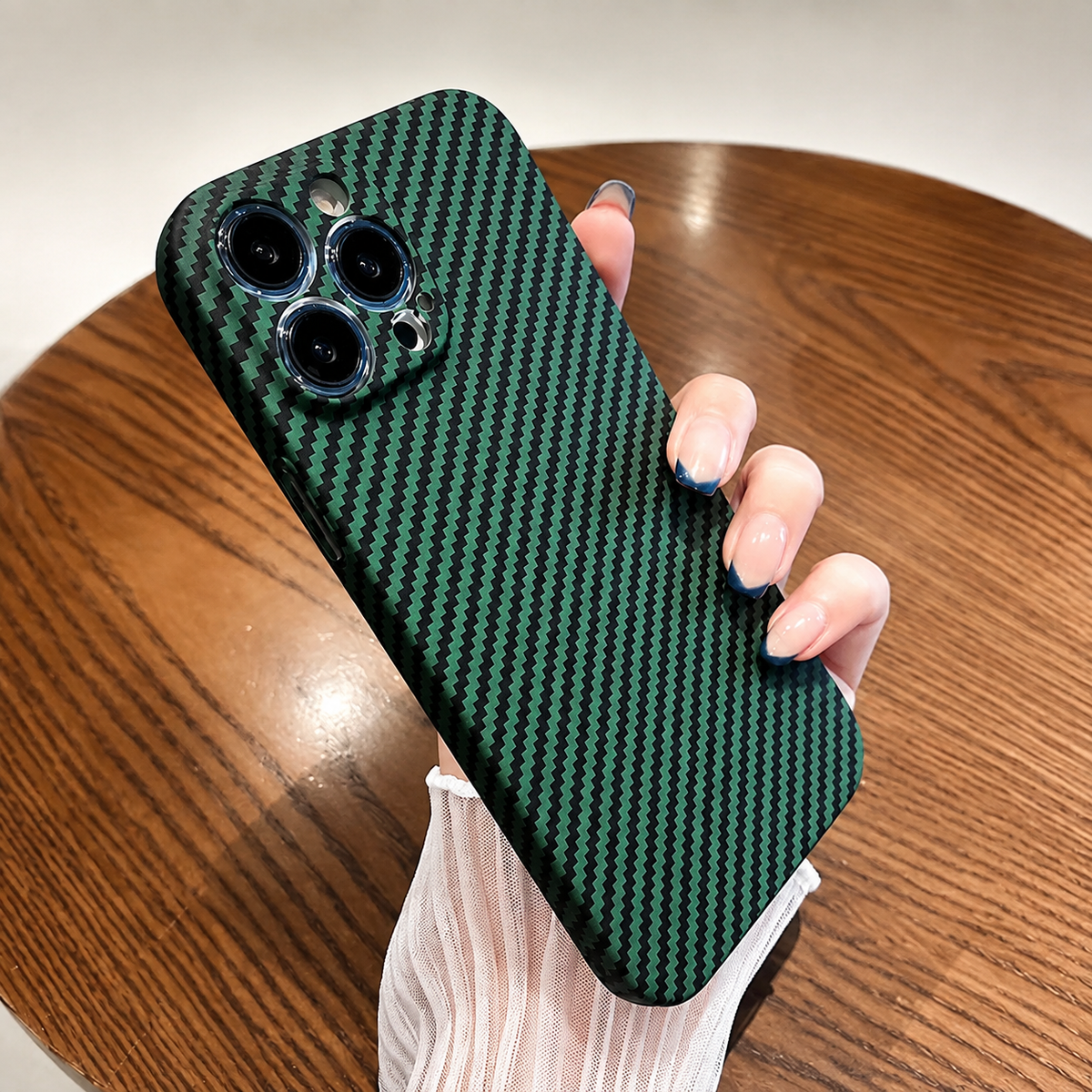 Premium iPhone Case MagSafe Compatible Carbon Fiber Texture Matte Shockproof Hard PC Cover with Camera Lens Protection Ultra-Thin Slim Protective Design