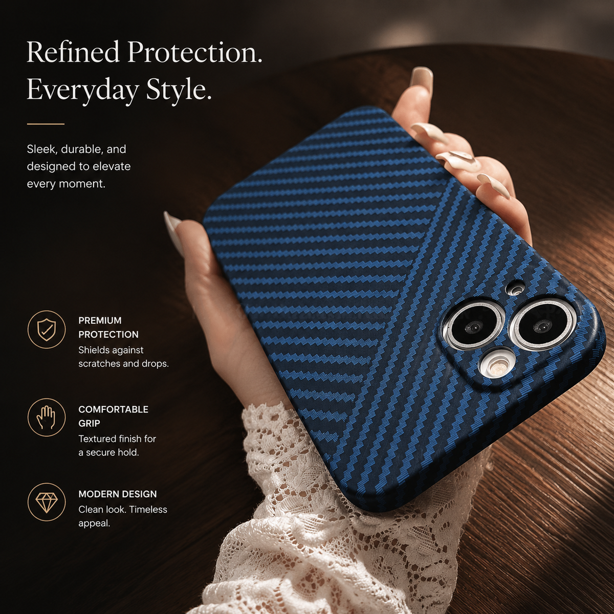 Premium iPhone Case MagSafe Compatible Carbon Fiber Texture Matte Shockproof Hard PC Cover with Camera Lens Protection Ultra-Thin Slim Protective Design