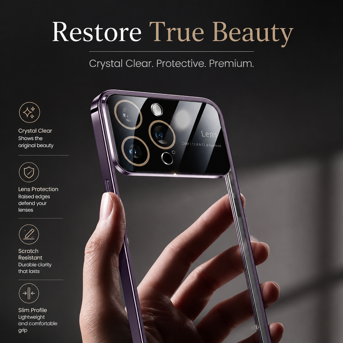 Premium iPhone Case MagSafe Compatible Clear TPU Plating Magnetic Wireless Charging Slim Shockproof Anti Scratch Anti Fingerprint Raised Edge Protective Cover