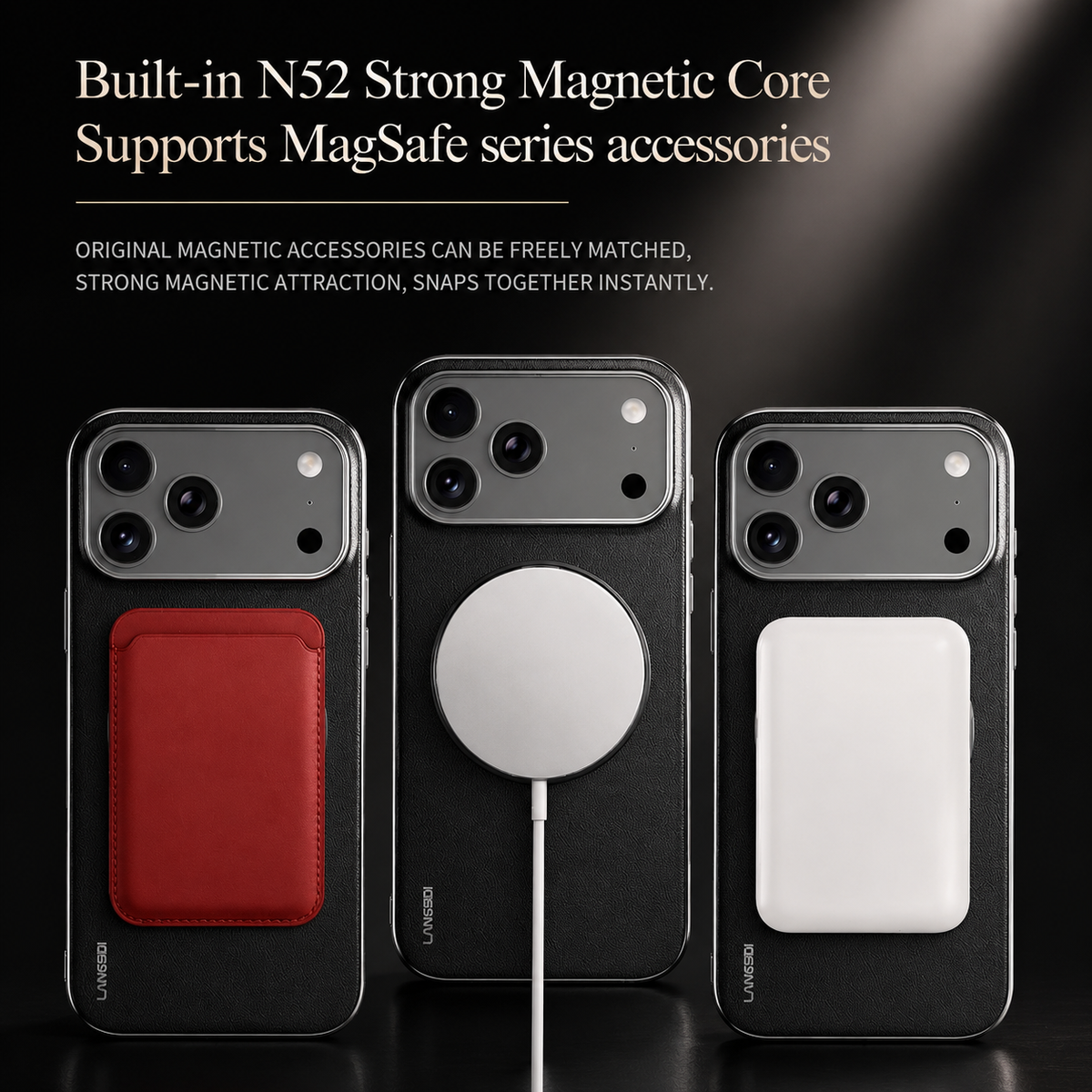 Premium iPhone Case MagSafe Compatible Cowhide Leather 360° Rotating Ring Holder Full Camera Protection Shockproof PC TPU Anti Scratch Slim Cover