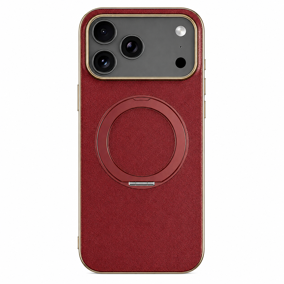 Premium iPhone Case MagSafe Compatible Cowhide Leather 360° Rotating Ring Holder Full Camera Protection Shockproof PC TPU Anti Scratch Slim Cover