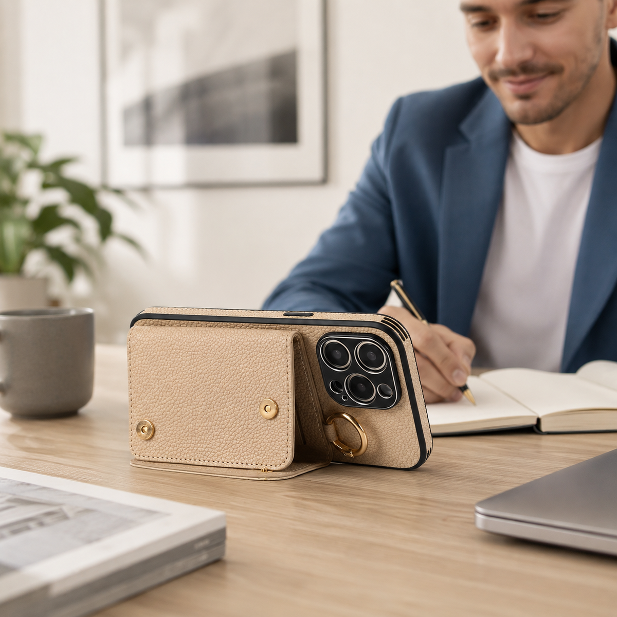 Premium iPhone Case MagSafe Compatible Crossbody Wallet PU Leather Card Holder Ring Stand Strap Shockproof Protective Cover Slim Full Coverage Design