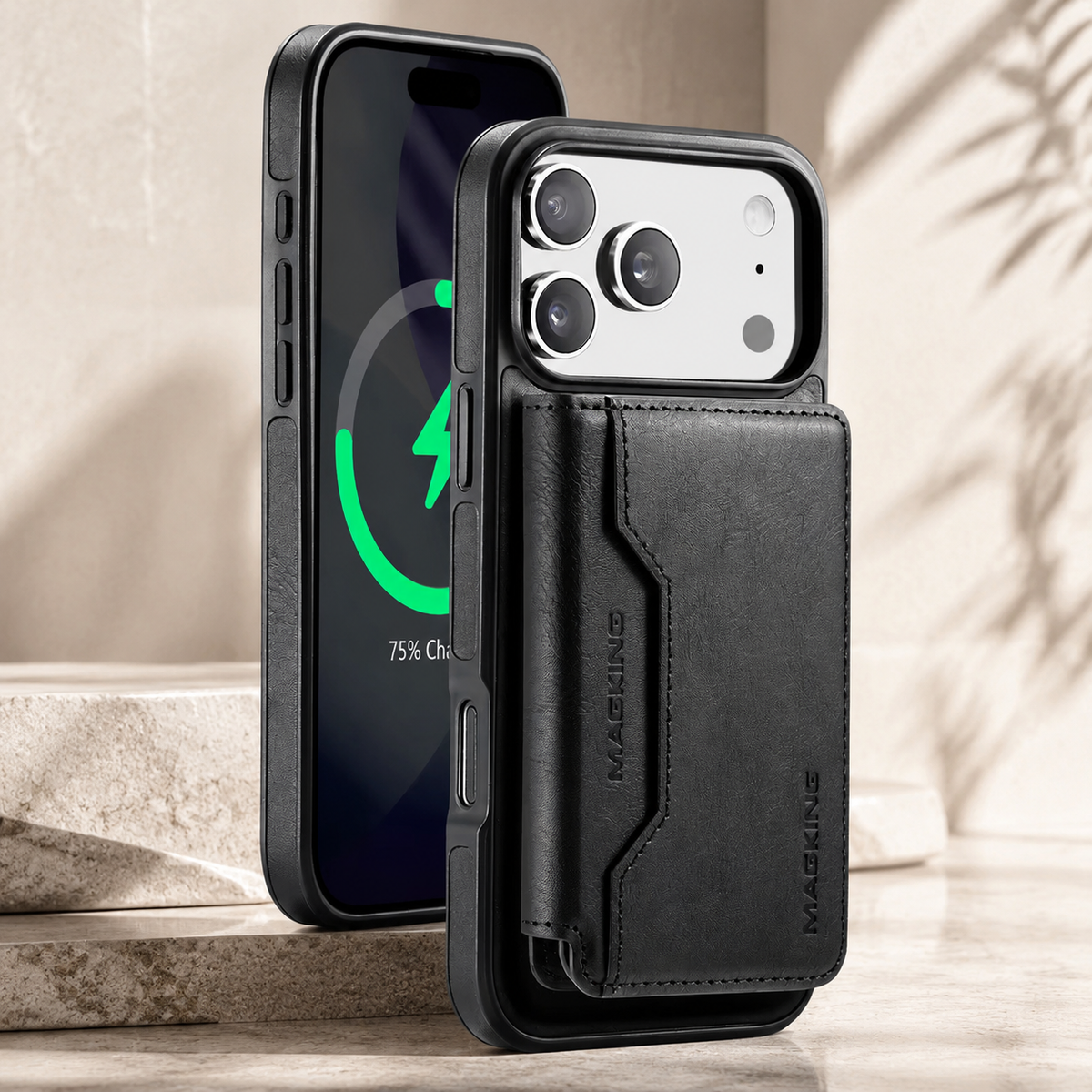 Premium iPhone Case MagSafe Compatible Detachable PU Leather Wallet Card Holder Magnetic Shockproof Anti Scratch Anti-Fingerprint Slim Safe Fit Covers Design