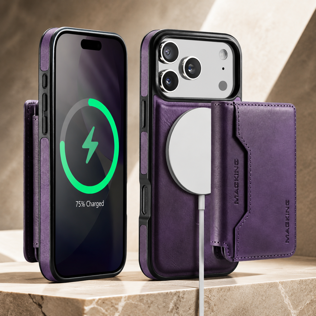 Premium iPhone Case MagSafe Compatible Detachable PU Leather Wallet Card Holder Magnetic Shockproof Anti Scratch Anti-Fingerprint Slim Safe Fit Covers Design