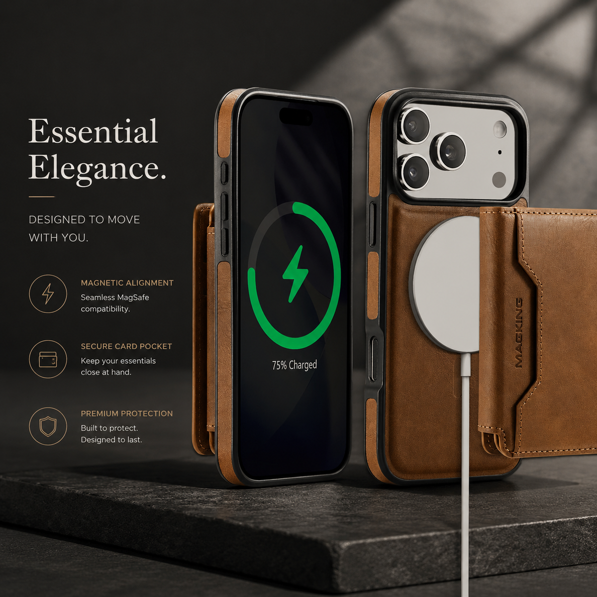 Premium iPhone Case MagSafe Compatible Detachable PU Leather Wallet Card Holder Magnetic Shockproof Anti Scratch Anti-Fingerprint Slim Safe Fit Covers Design