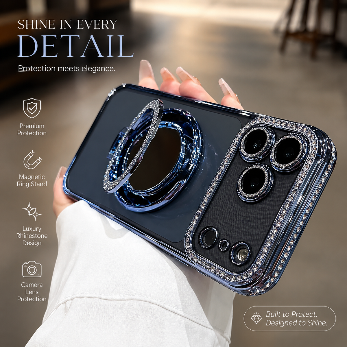 Premium iPhone Case MagSafe Compatible Diamond Mirror Glitter Clear Soft Cover Anti Scratch Anti Fingerprint Non Slip Shock Absorbing Protective Cover