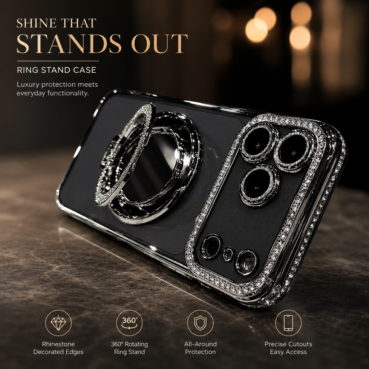 Premium iPhone Case MagSafe Compatible Diamond Mirror Glitter Clear Soft Cover Anti Scratch Anti Fingerprint Non Slip Shock Absorbing Protective Cover