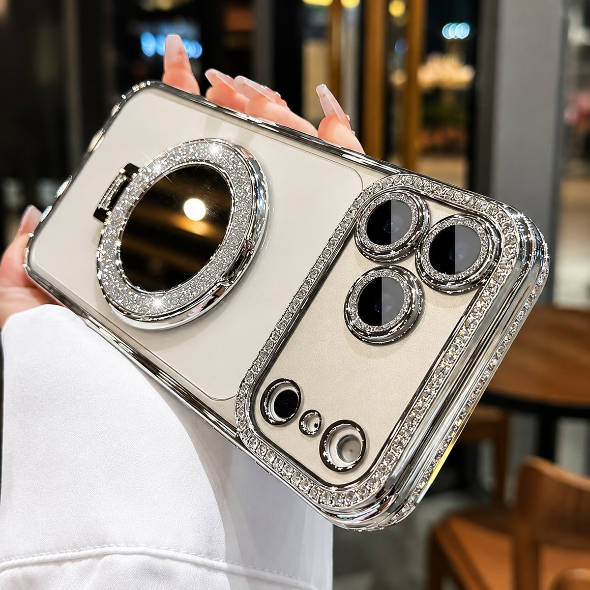 Premium iPhone Case MagSafe Compatible Diamond Mirror Glitter Clear Soft Cover Anti Scratch Anti Fingerprint Non Slip Shock Absorbing Protective Cover