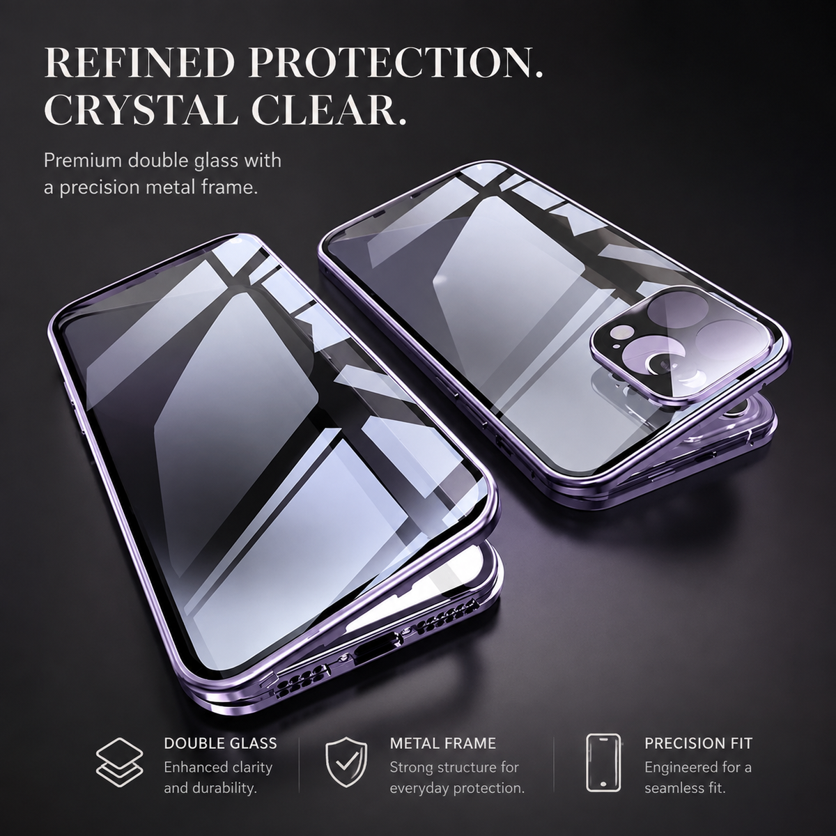 Premium iPhone Case MagSafe Compatible Double-Sided Tempered Glass Metal Frame Shockproof Protective Cover 360 Full Body Magnetic Fit Camera Lens Protection Slim Design