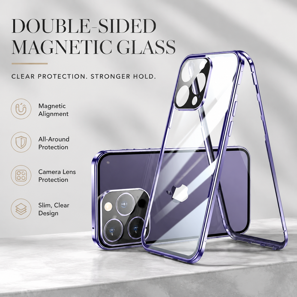 Premium iPhone Case MagSafe Compatible Double-Sided Tempered Glass Metal Frame Shockproof Protective Cover 360 Full Body Magnetic Fit Camera Lens Protection Slim Design
