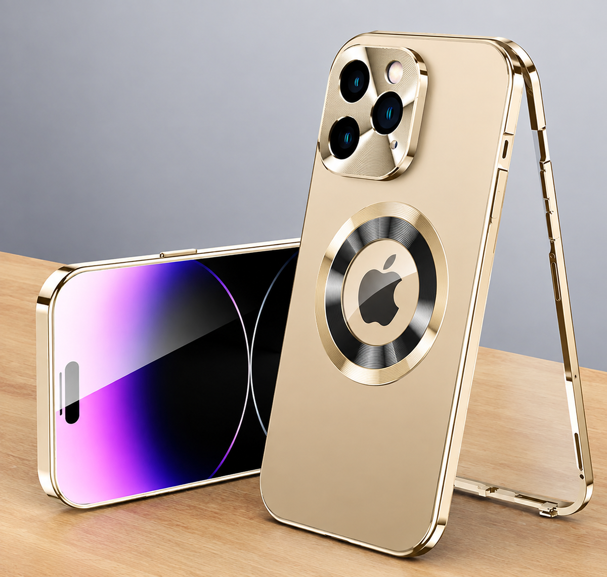 Premium iPhone Case MagSafe Compatible Double-Sided Tempered Glass Privacy Screen Metal Frame Shockproof Protective Cover 360 Full Body Camera Lens Protection Slim Design