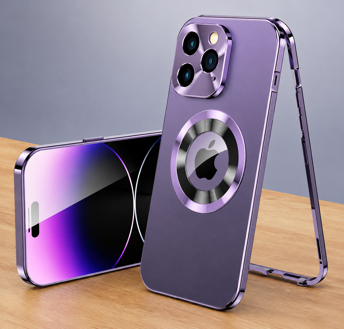 Premium iPhone Case MagSafe Compatible Double-Sided Tempered Glass Privacy Screen Metal Frame Shockproof Protective Cover 360 Full Body Camera Lens Protection Slim Design