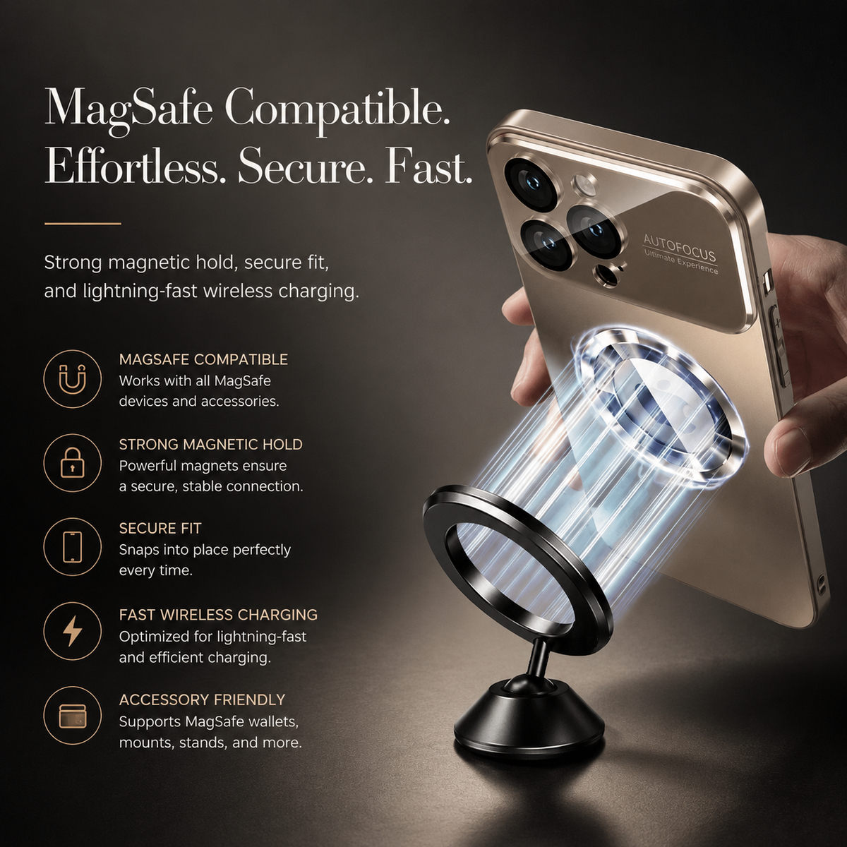 Premium iPhone Case MagSafe Compatible Electroplated Glass Magnetic Shockproof Cover with Camera Lens Protection, Slim Reflective Hard Back