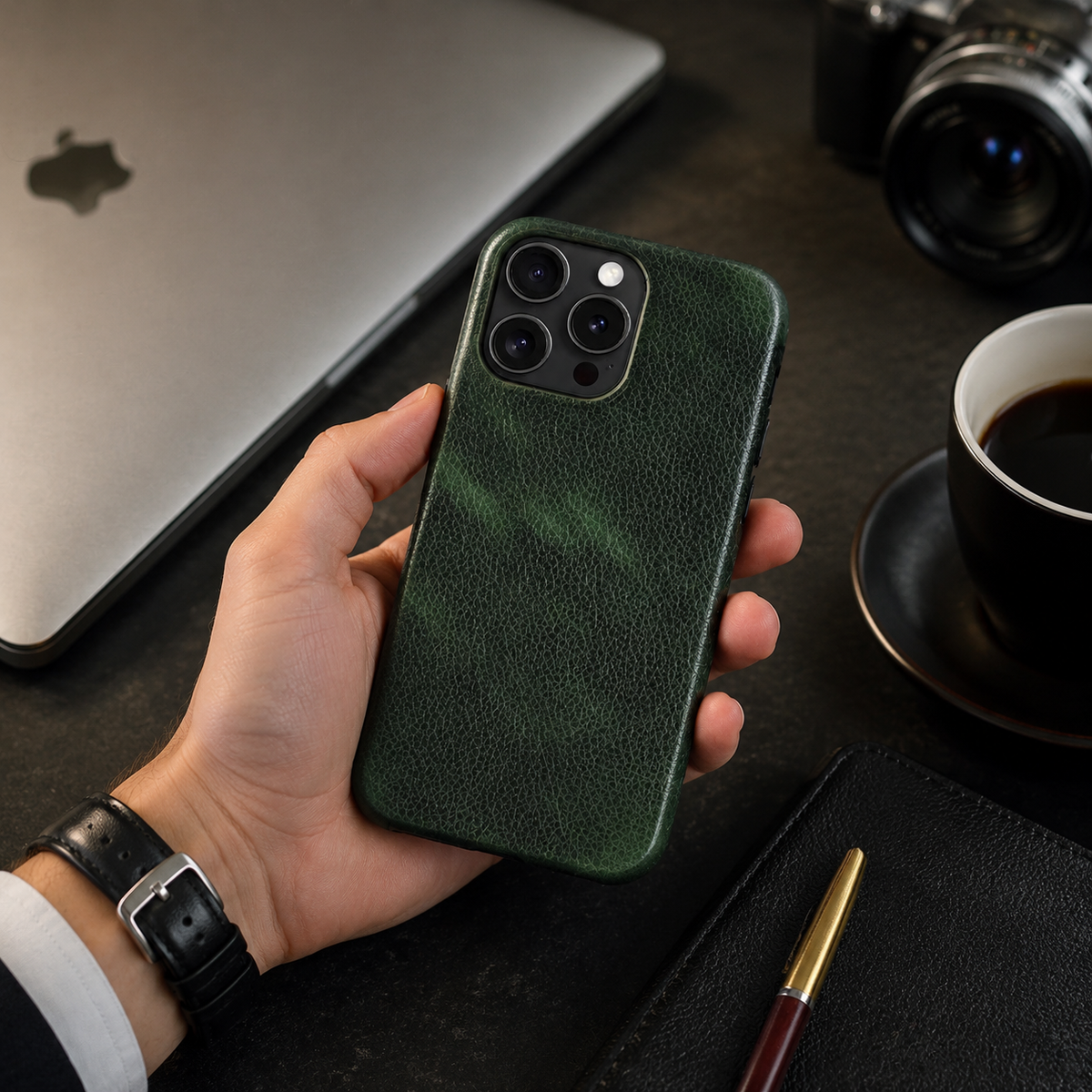 Premium iPhone Case MagSafe Compatible Genuine Leather Shockproof Protective Cover Camera Lens Protection Carry Strap Slim Full Coverage & Secure Grip
