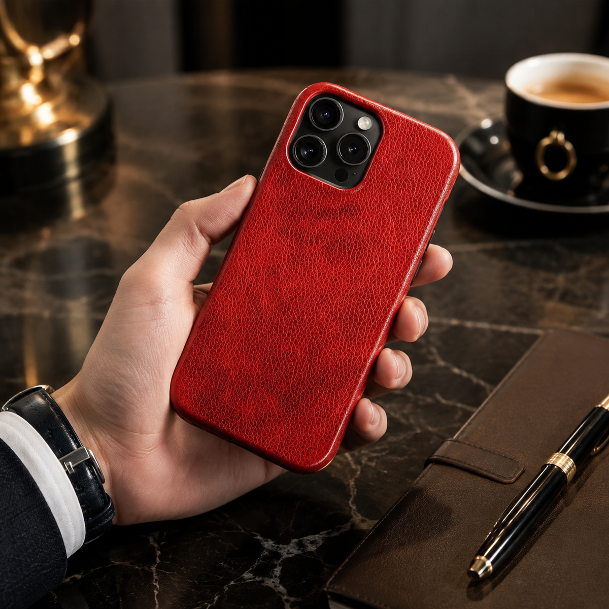 Premium iPhone Case MagSafe Compatible Genuine Leather Shockproof Protective Cover Camera Lens Protection Carry Strap Slim Full Coverage & Secure Grip