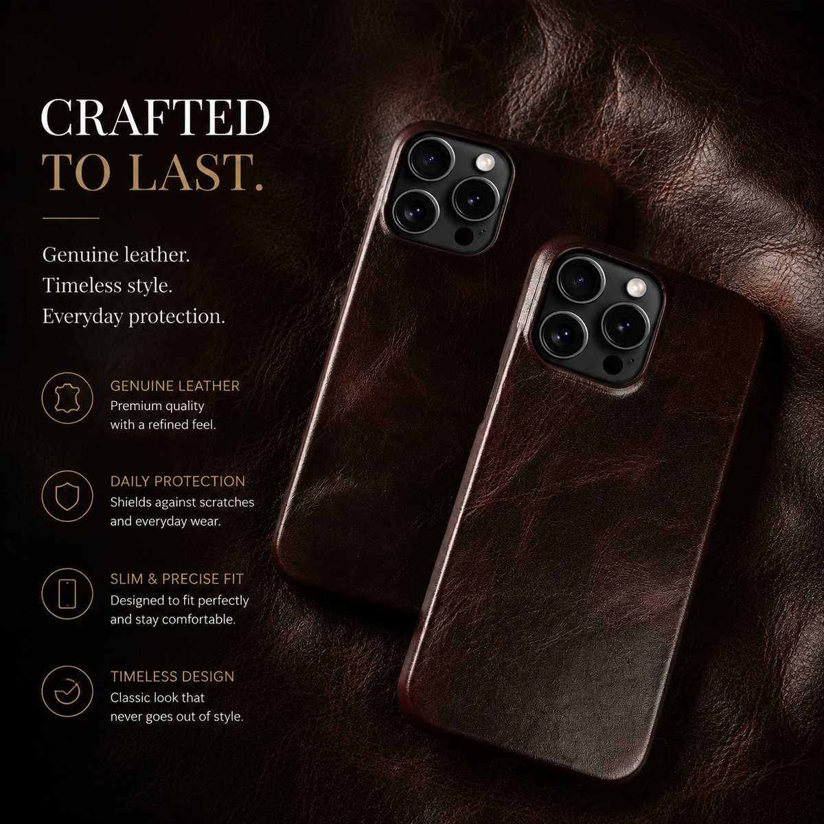 Premium iPhone Case MagSafe Compatible Genuine Leather Shockproof Protective Cover Camera Lens Protection Carry Strap Slim Full Coverage & Secure Grip