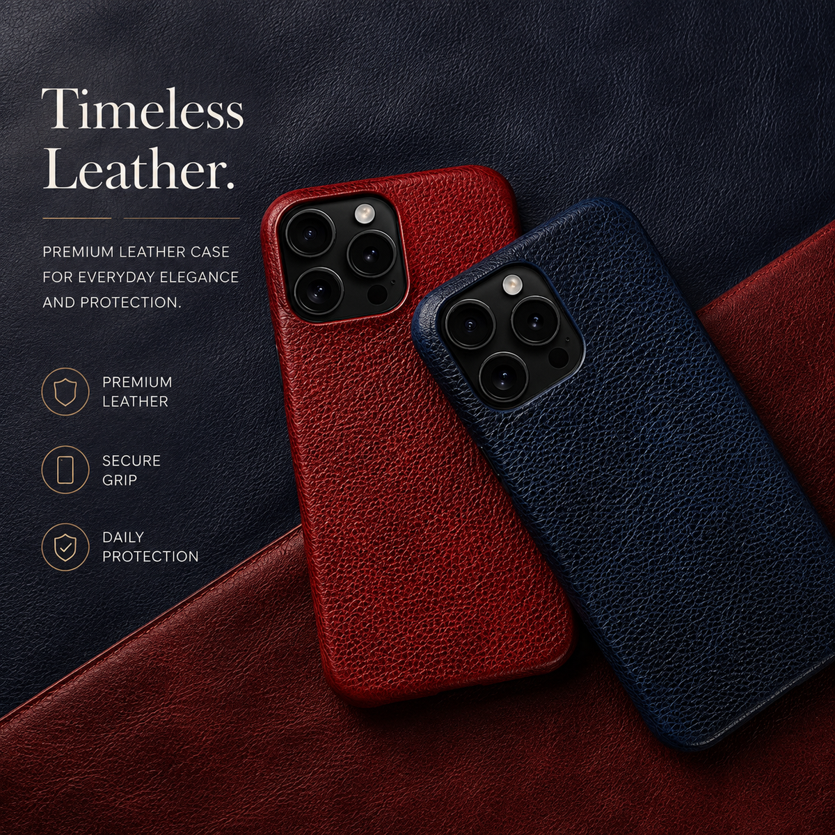Premium iPhone Case MagSafe Compatible Genuine Leather Shockproof Protective Cover Camera Lens Protection Carry Strap Slim Full Coverage & Secure Grip