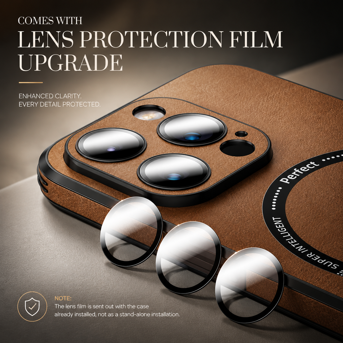 Premium iPhone Case MagSafe Compatible Genuine Leather Shockproof Protective Cover with Camera Lens Protection, Magnetic Ring and Slim Design