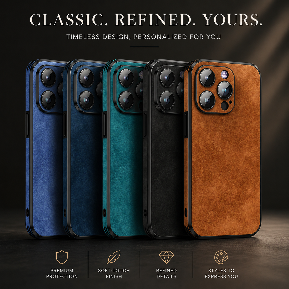 Premium iPhone Case MagSafe Compatible Genuine Leather Shockproof Protective Cover with Camera Lens Protection Slim Lightweight Design
