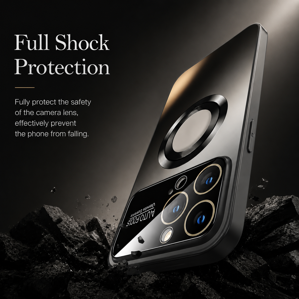 Premium iPhone Case MagSafe Compatible Glass Panel Shockproof Camera Lens Protection Anti Fingerprint Clear Slim Protective Cover Full Coverage Design