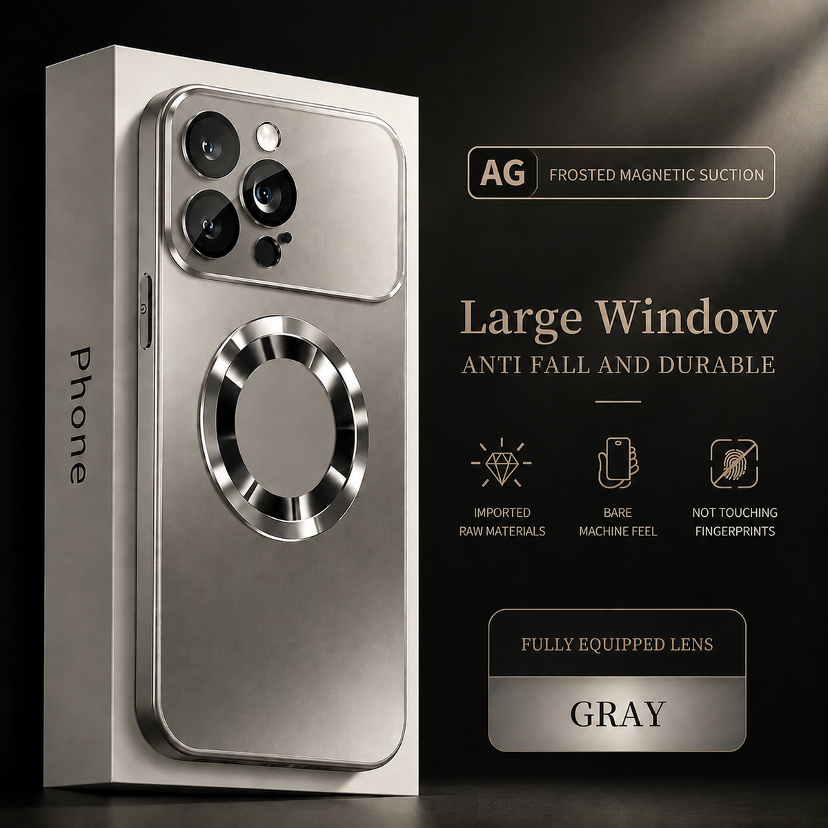 Premium iPhone Case MagSafe Compatible Glass Panel Shockproof Camera Lens Protection Anti Fingerprint Clear Slim Protective Cover Full Coverage Design