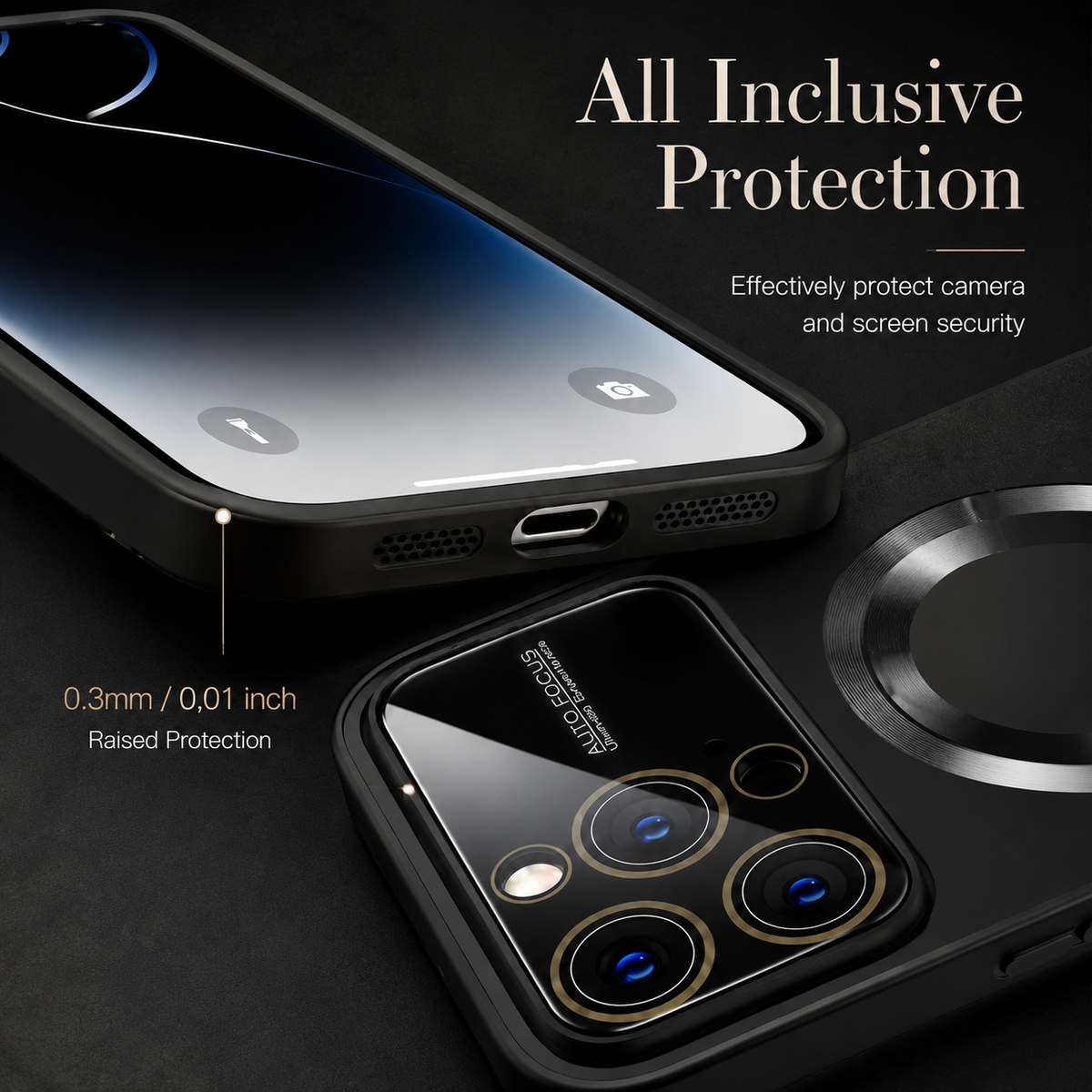 Premium iPhone Case MagSafe Compatible Glass Panel Shockproof Camera Lens Protection Anti Fingerprint Clear Slim Protective Cover Full Coverage Design