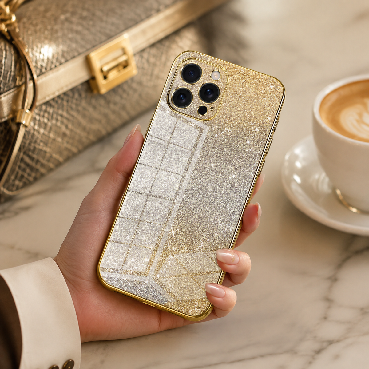 Premium iPhone Case MagSafe Compatible Glitter TPU Shockproof Protective Cover Camera Lens Protection Slim Lightweight Design Anti Scratch Anti Fingerprint