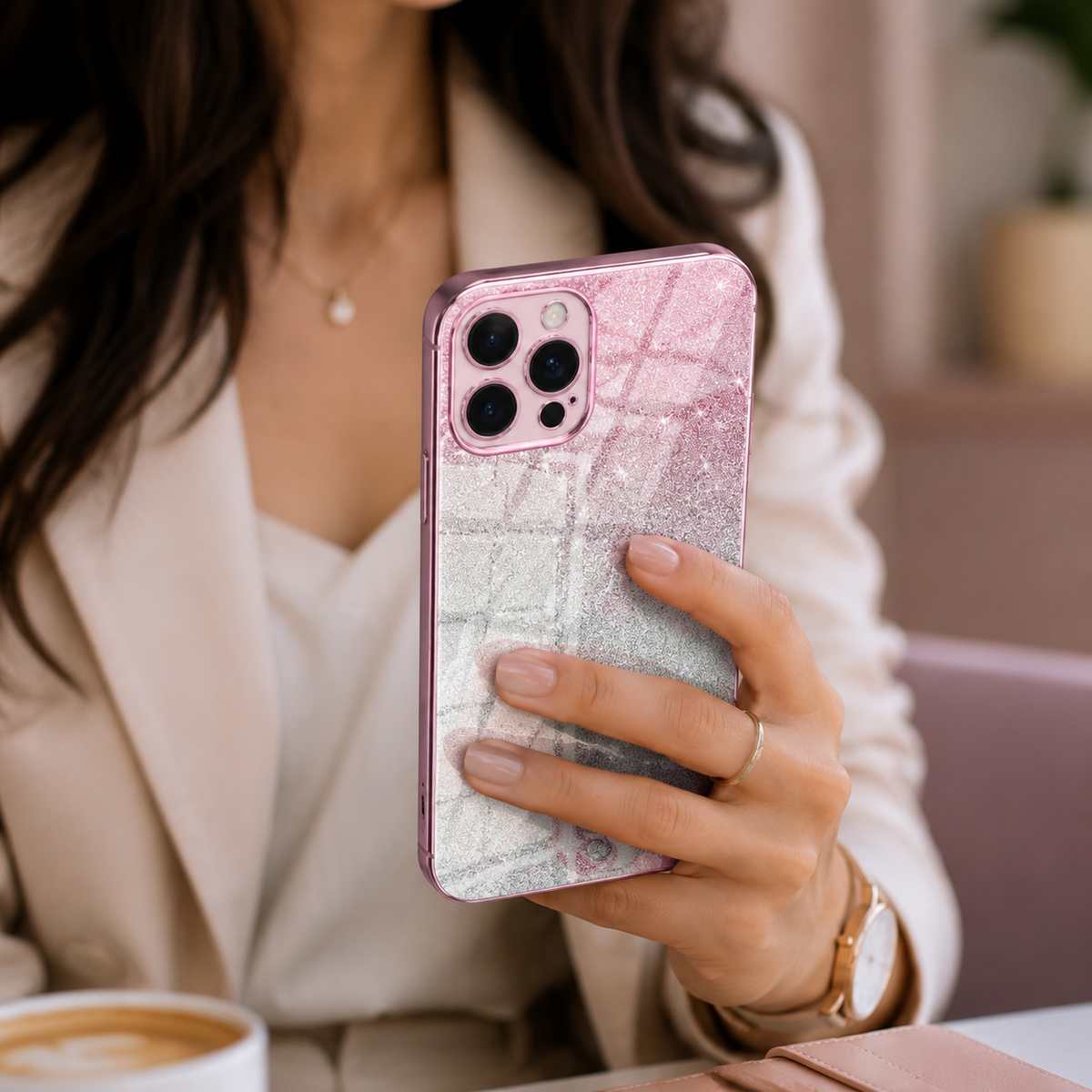Premium iPhone Case MagSafe Compatible Glitter TPU Shockproof Protective Cover Camera Lens Protection Slim Lightweight Design Anti Scratch Anti Fingerprint