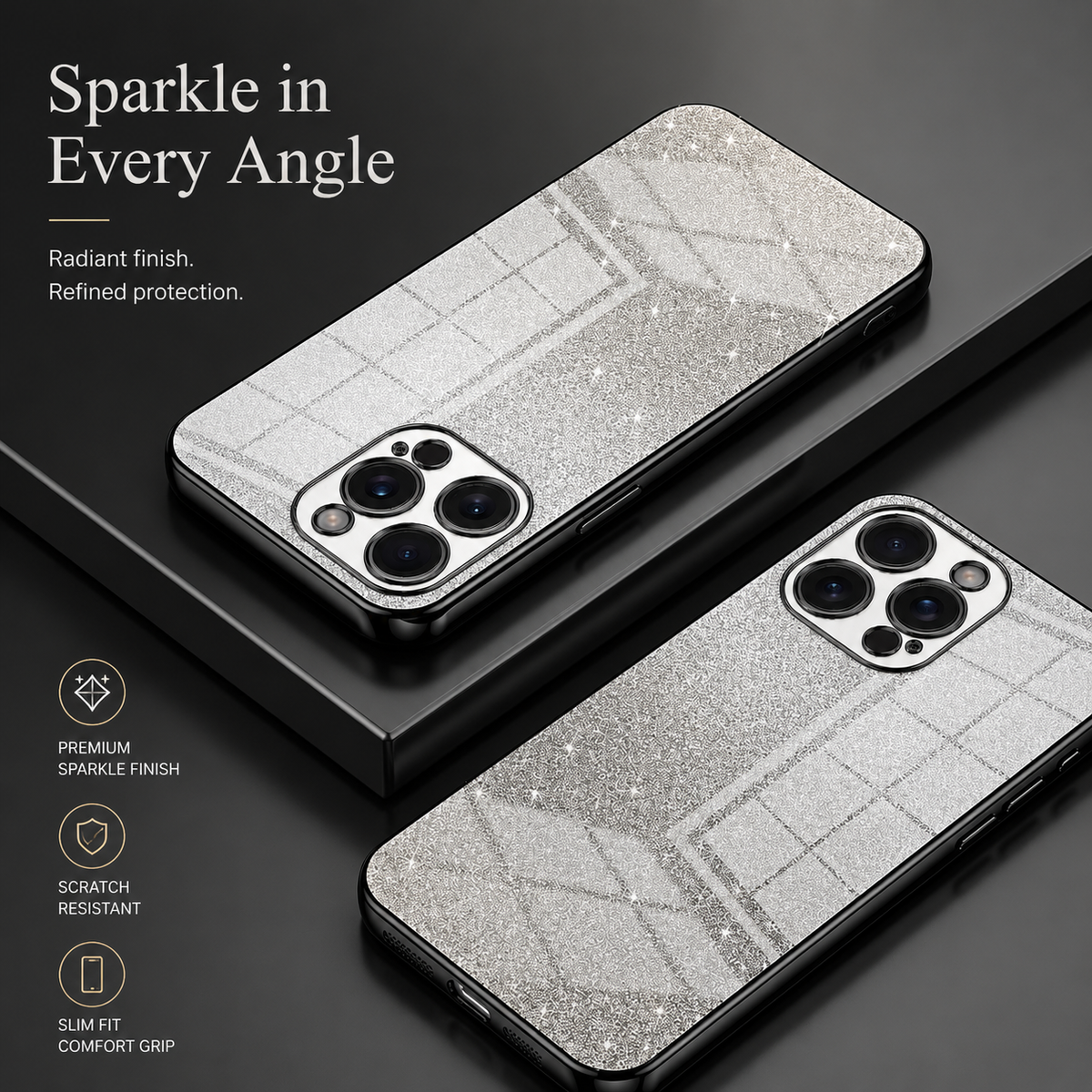 Premium iPhone Case MagSafe Compatible Glitter TPU Shockproof Protective Cover Camera Lens Protection Slim Lightweight Design Anti Scratch Anti Fingerprint