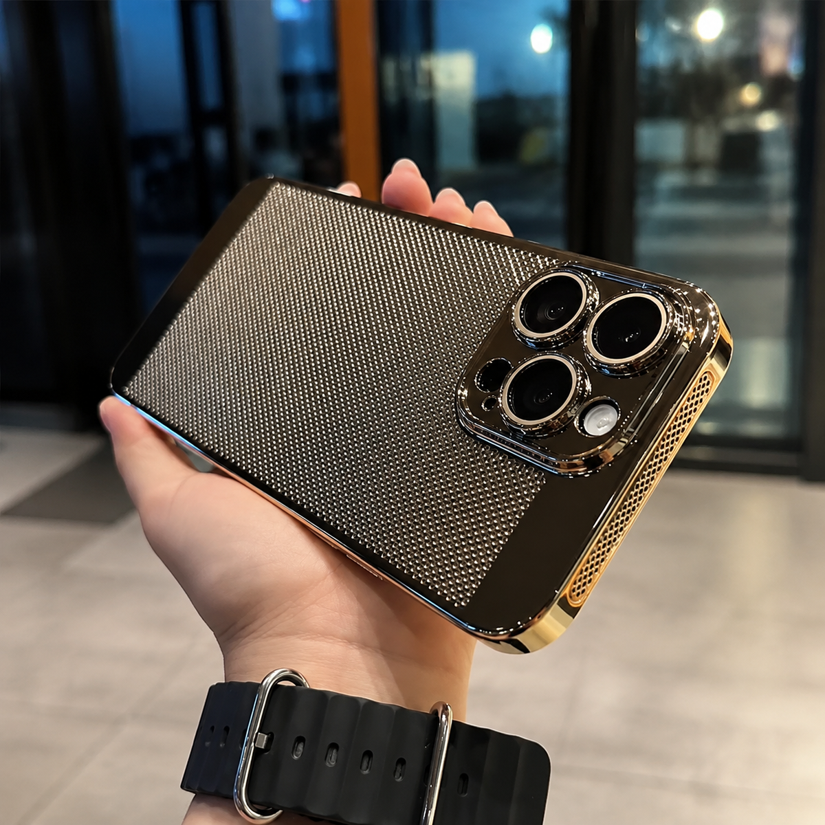 Premium iPhone Case MagSafe Compatible Honeycomb Texture Shockproof Protective Case Thermal Dissipation Camera Lens Protection Slim Lightweight Design