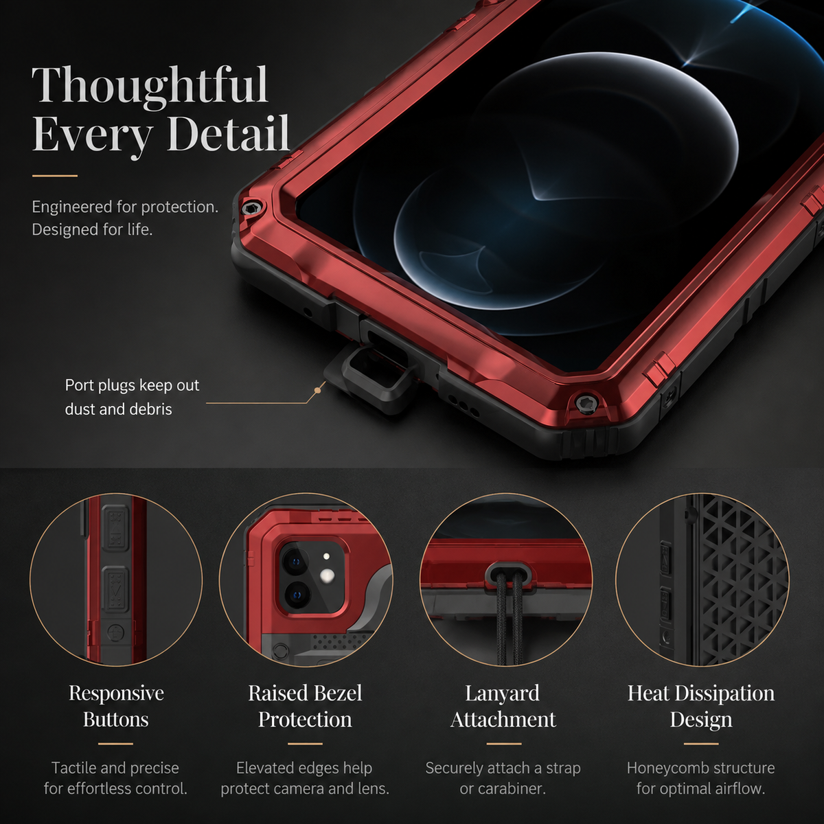 Premium iPhone Case MagSafe Compatible IP68 Waterproof Aluminum Armor Shockproof Full Body Protective Cover Camera Lens Guard Rugged Magnetic Design