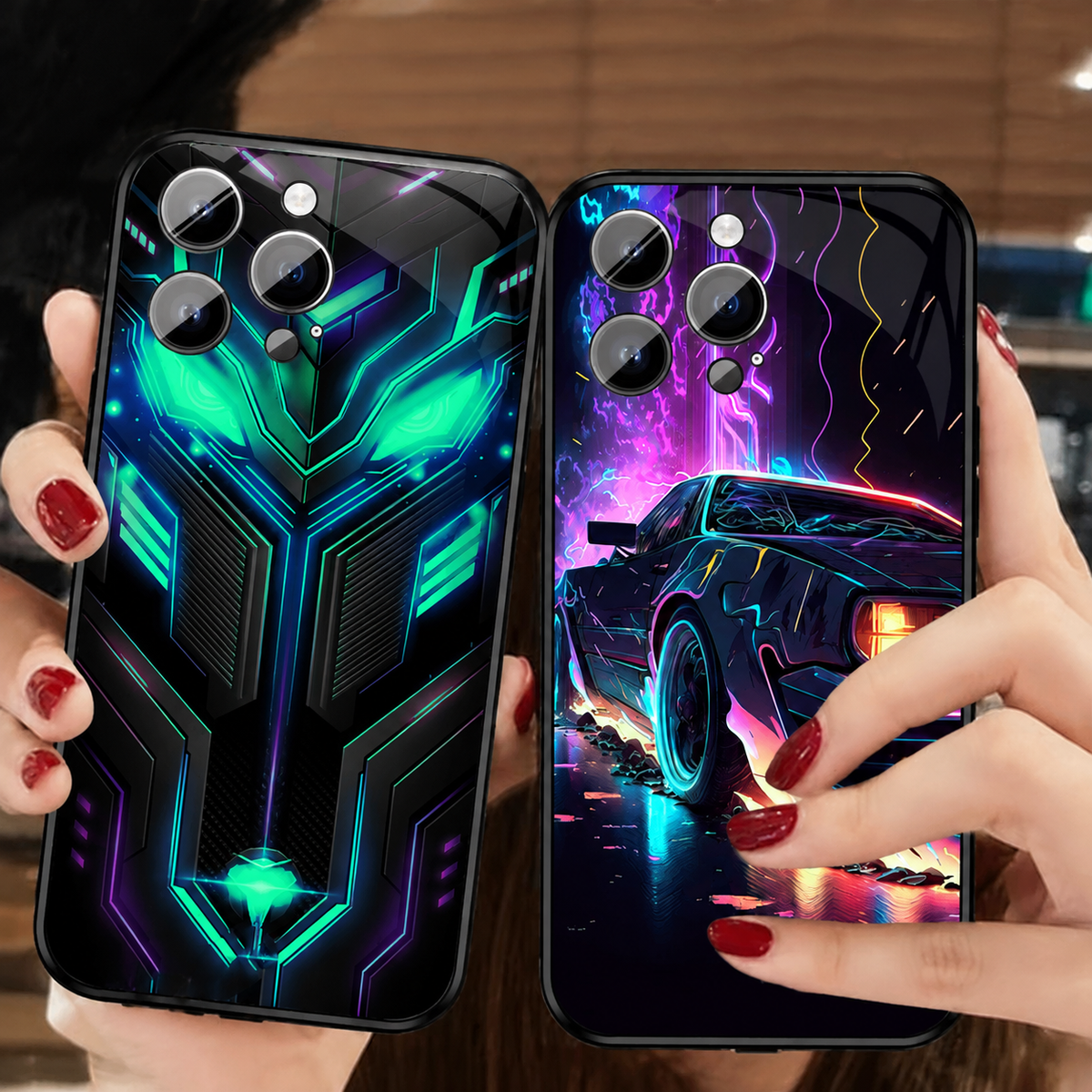 Premium iPhone Case MagSafe Compatible LED Notification Light Shockproof Mecha Cover with Camera Lens Protection Ultra-Thin Lightweight Design